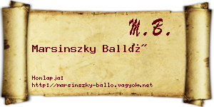 Marsinszky Balló névjegykártya